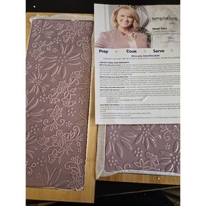 Temp-Tations by Tera Bamboo Serving Tray Set Floral Ceramic Insets